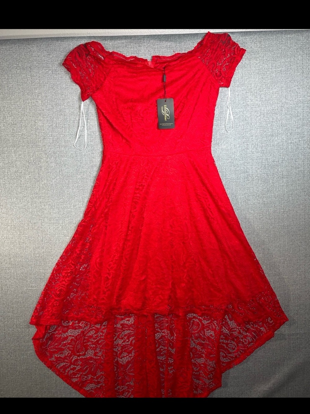 DressyStar Elegant Red Lace High-Low Cocktail/Dancing Dress, size Small